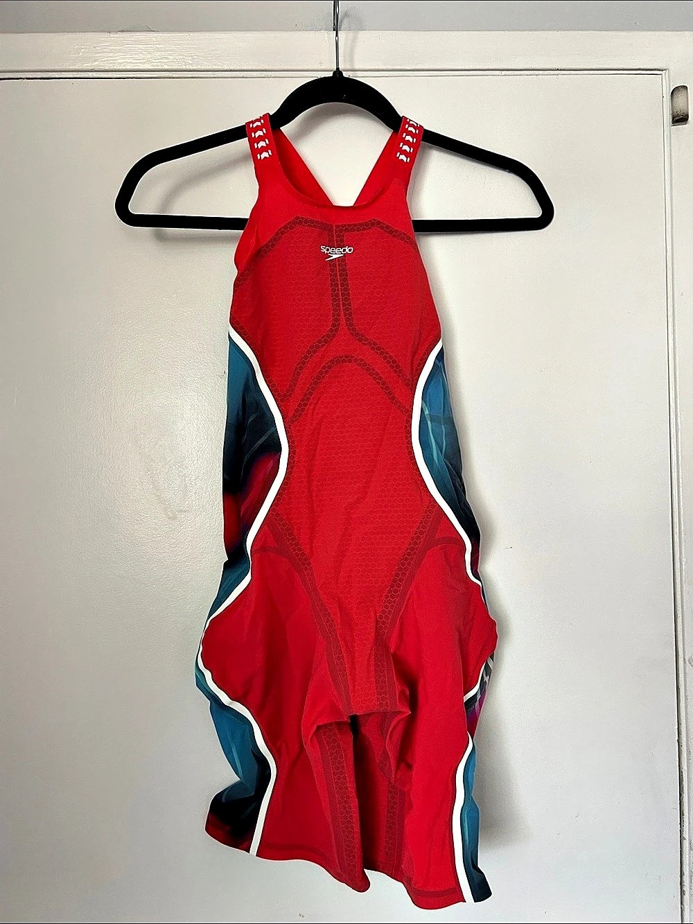 Speedo Fastskin LZR Racer X Open Back Kneeskin Red & Black Size 26 Swimsuit